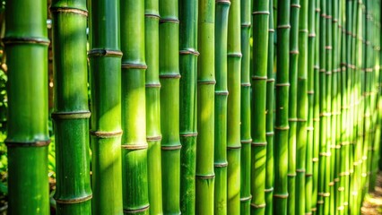 Obraz premium Green Bamboo Fence Background AI Photo, Natural Fence, Bamboo Privacy, Garden Photography, Exterior Decor