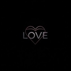 A sleek heart graphic featuring the word love in bold letters against a dark background creates a striking representation of affection, ideal for Valentine's Day