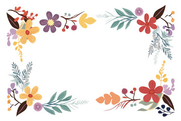 Colorful flowers frame white background