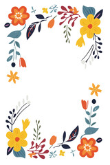 Colorful flowers frame white background