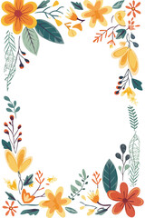 Colorful flowers frame white background