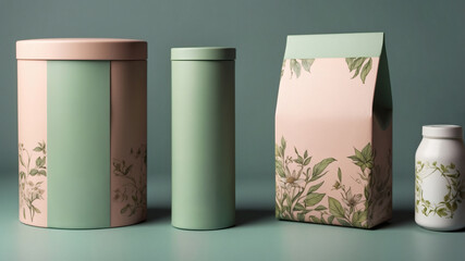 Elegant packaging design featuring pastel colors and floral illustrations. Ideal for showcasing your brand's products.
