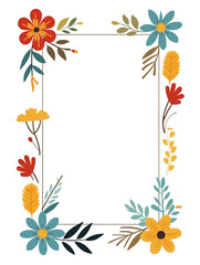 Butterfly and flower ornament frame white background