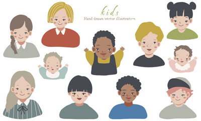 いろんなかわいいグローバルな子供たちのイラスト