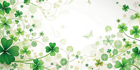 Shamrock-Inspired Accents on White Background for St. Patrick's Day Celebrations, Green Decoration, Spring Vibes, and Festive Designs - Perfect for Invitations, Banners, and Backgrounds