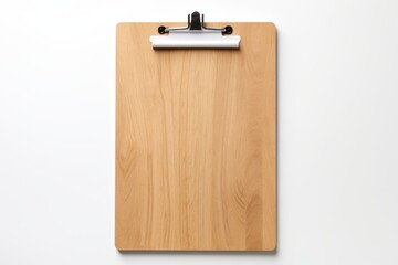 Wooden clipboard on a white background ready for notes or sketches