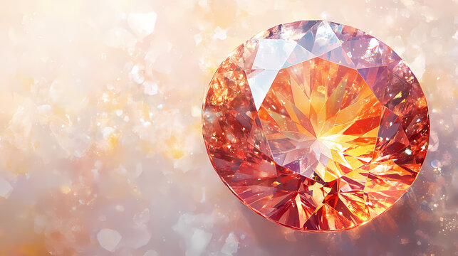 The radiant sunstone dazzles with its warm tones and shimmering flecks, exuding a captivating elegance against a pristine backdrop. Sunstone. Illustration