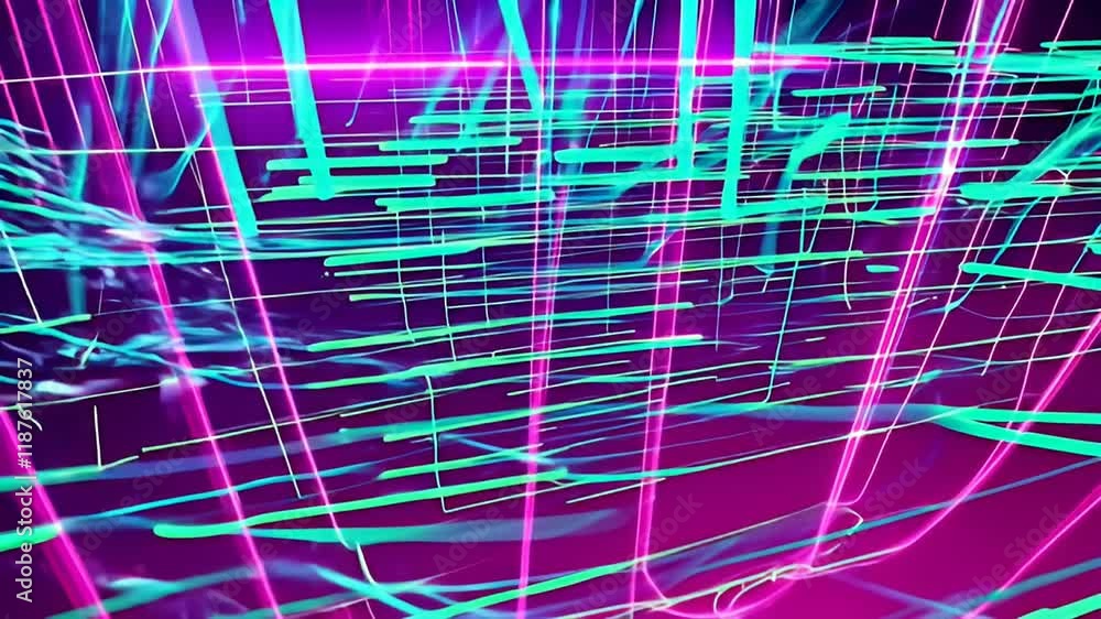 Aufkleber vibrant energy signals transmission through neon lines and digital grids creating dynamic atmosphere
