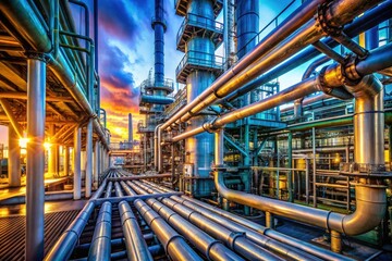 Industrial Pipelines Oil Refinery Deep Focus 32145