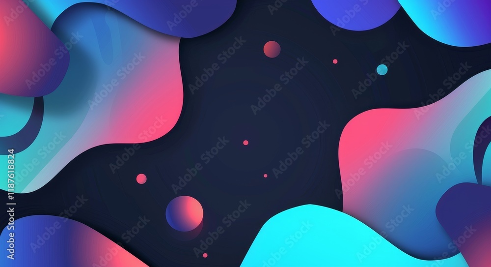 Poster vibrant abstract background with colorful fluid shapes and gradients