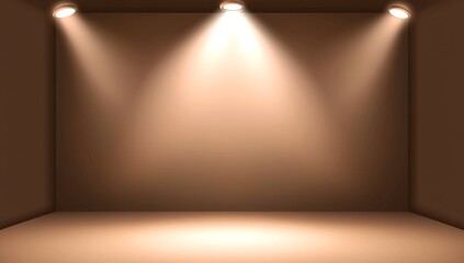 Empty dimly lit room with spotlights