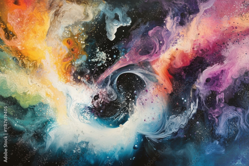 Aufkleber Swirling microbes and bacteria navigate through a vibrant liquid environment in an abstract composition. Generative AI