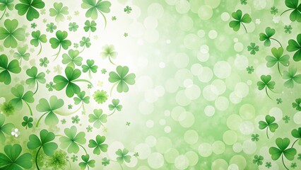 Subtle Green Shamrock Pattern with Blank Space for Text, Perfect for St. Patrick's Day and Spring Celebrations, Ideal for Invitations, Posters, and Greeting Cards