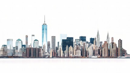 Fototapeta premium Urban Silhouette: Captivating cityscape with diverse architectural structures, showcasing a blend of modern skyscrapers and iconic landmarks, illustrating urban growth and sophistication. 