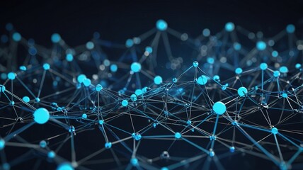 Obraz premium Abstract polygonal neural network, communication technology and cyberspace concept