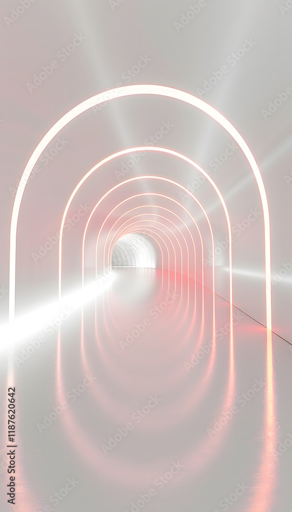 Poster digital rendering of illuminated archway corridor