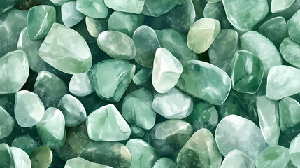 Natural green stone surface background with aventurine and jade, perfect for a serene and earthy design , green, stones. Sunstone. Illustration