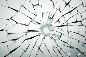Shattered glass displays intricate patterns of fragmentation and disorder in a striking visual effect