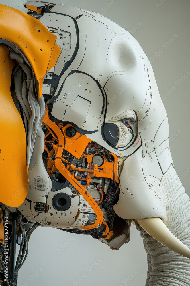 Poster biomimicry, a photorealistic image of a robotic arm design, showcasing advanced technology and innov