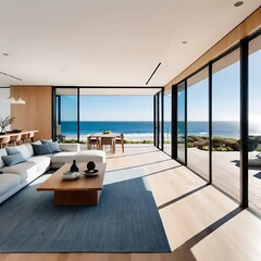 Modern Coastal Living Room With Ocean View
