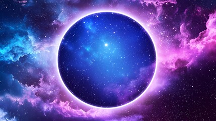 Fototapeta premium Cosmic Orb: A Celestial Symphony of Purple and Blue Nebulae