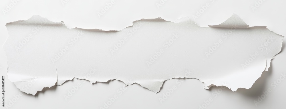 Poster torn white paper texture with ragged edges on a light background