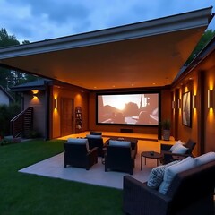 Outdoor Home Theater Design Featuring Comfortable Seating
