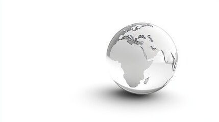 Fototapeta premium Minimalistic glass globe on white background highlighting africa and europe