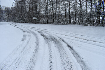 winter road in the snow