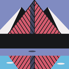 Stylized mountain with reflection
