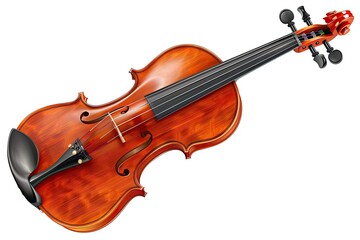 Fototapeta premium Vibrant Color Image of White Violin, Wood Fiddle Instrument, Isolated on White Background