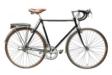 High Definition View of Black Vintage Road Bike Isolated on White Background