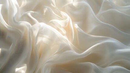 Obraz premium Creamy White Silk Fabric Draped in Soft Folds