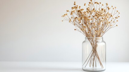 A glass vase with a floral bouquet decorates a spring interior