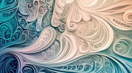 Seamless abstract swirl vector pattern with ornate floral elements and vintage texture for wallpaper or backdrop design
