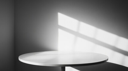 Empty black and white 3d stage with spotlight render on blank floor