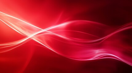 Vibrant red abstract wave pattern with flowing light streaks