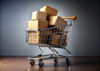 Low Light Shopping Cart with Boxes, Sale, Discount, Delivery