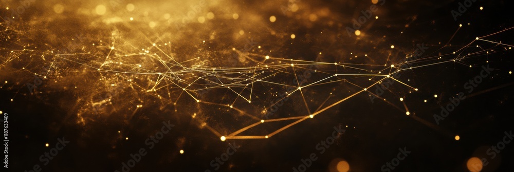 Fototapete Glowing lines and dots create a dynamic representation of a global network connecting various points across a dark background. Generative AI