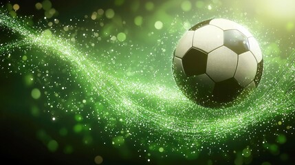 Naklejka premium Soccer Ball in Green: Dynamic Sports Wallpaper