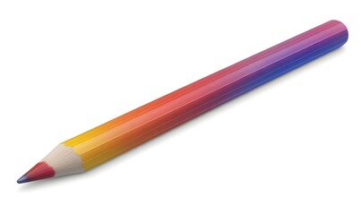 Colorful rainbow pencil isolated on white.