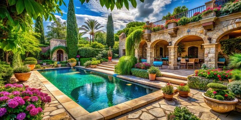 Fototapeta premium Luxurious Poolside Oasis Macro Photography