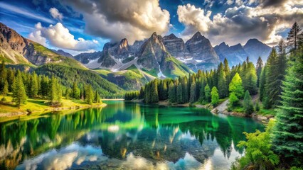 Majestic Mountain Landscape, AI-Generated Nature Photography