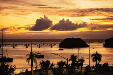 Beautiful sunset in Samana Bay