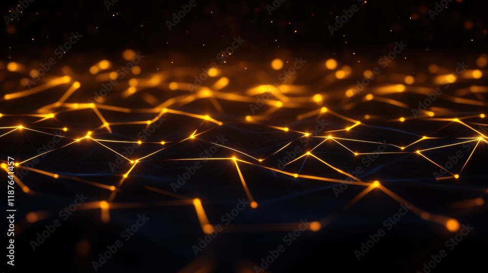 Poster a mesmerizing abstract representation of glowing connections in a dark setting, evoking a sense of d