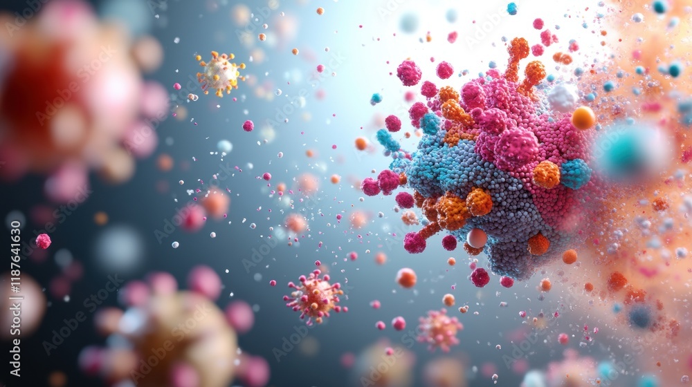 Poster colorful spheres floating in the air creating a vibrant and dynamic visual display
