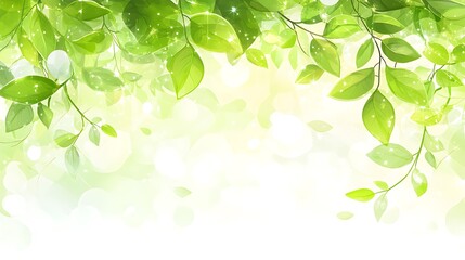 Fototapeta premium Luminous Green Leaves and Gentle Spring Light
