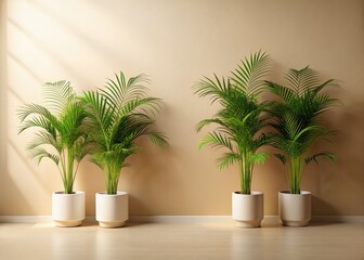 Obraz premium Minimalist Cream Walls with Areca Palms - Interior Design Inspiration