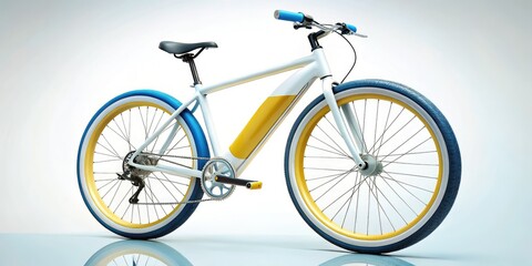 Fototapeta premium Minimalist Electric Bike - White Grey Blue Yellow