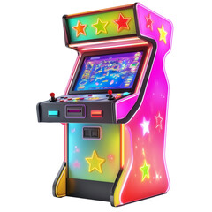  80s arcade game machine Isolated on a Transparent Background, PNG.